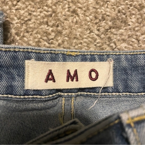AMO jeans high rise kick crop wild card button fly size 27 casual classic denim - Picture 4 of 7